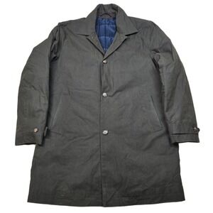 BONOBOS Trench Coat Mens Large Green Full Button Insulated Primaloft Wind Rain